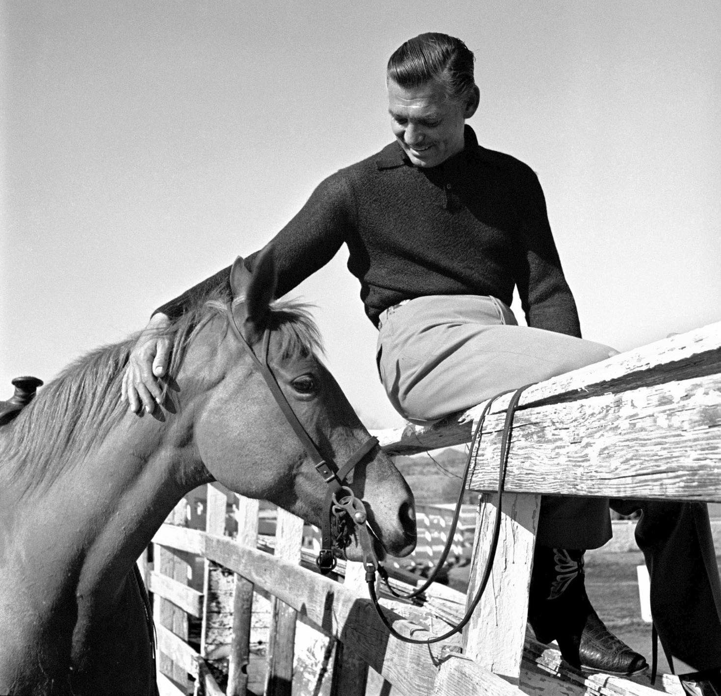 Clark Gable on his ranch, California, USA (1946)